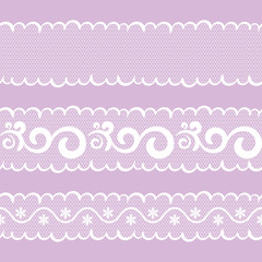 vector seamless pattern lacy ribbon, white and lilac color
