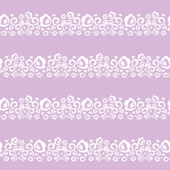 vector seamless pattern with flowers, white and lilac colors