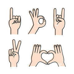 hand/Hands in different interpretations. Vector illustration.