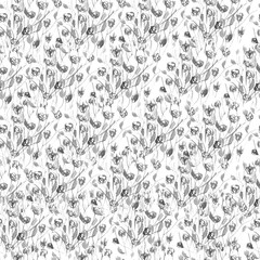 Watercolor pattern of gray wildflowers