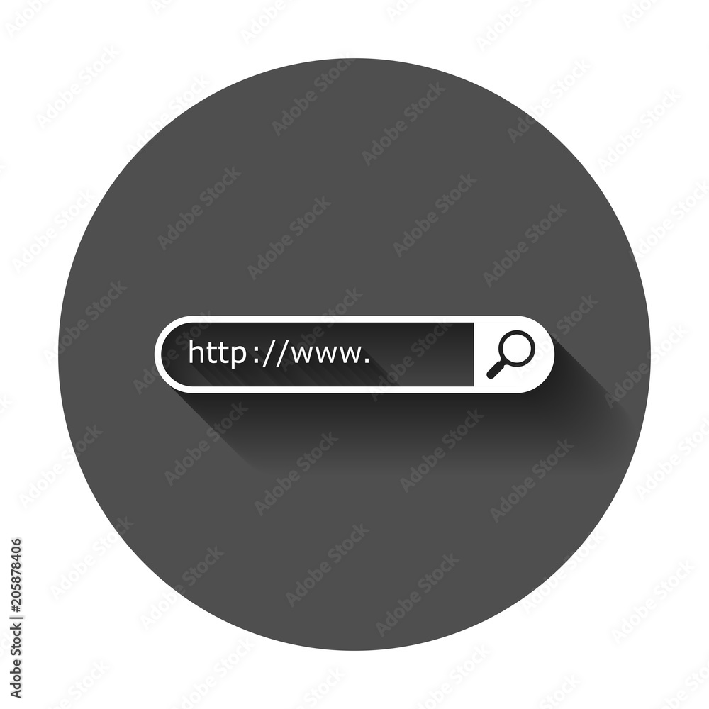 Aufkleber address and navigation bar icon. vector illustration with long shadow. business concept search www h
