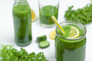 Smoothies vegetable. Green cocktail.