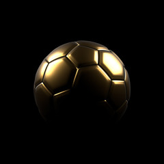 Fototapeta na wymiar Golden soccer ball on a black background