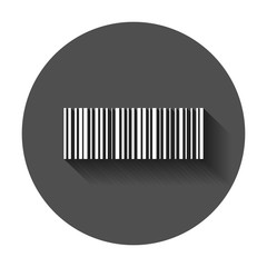 Barcode product distribution icon. Vector illustration with long shadow. Business concept barcode pictogram.