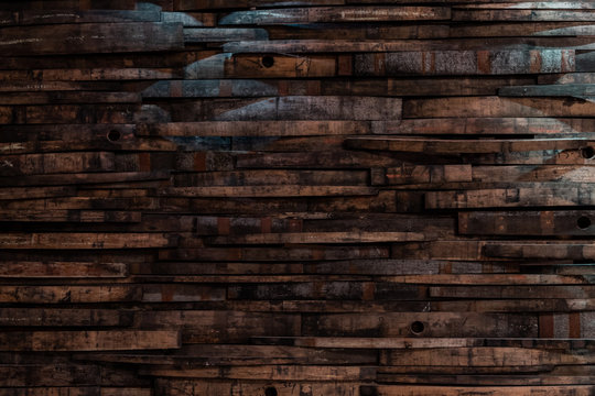 Bourbon Barrel Staves on Wall Texture