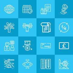 Outline business 16 vector icons set. 16 icons page symbol for your web site design. logo, app, ui, illustration, eps10