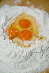 Italian traditional cousine base ingredients needed to prepare pasta on a food staple. Florence Italy