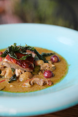 Green curry with roasted duck , Thai food