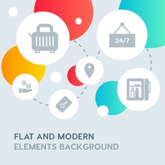 Fototapeta premium hotel, location, shopping fill vector icons and elements background with circle bubbles networks.Multipurpose use on websites, presentations, brochures and more
