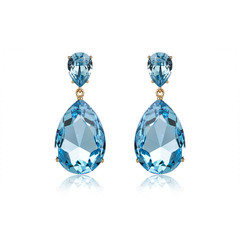 Pair of sapphire earrings isolated on white