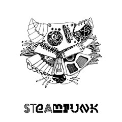 racoon steampunk. watercolor vector illustration