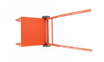 Wheelbarrow close-up on a white. 3d render image.