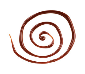 Chocolate drips on a white background