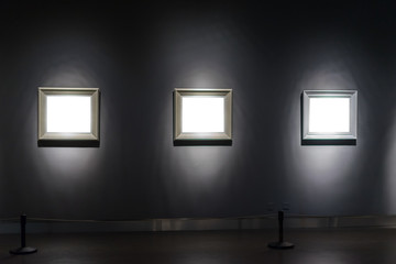 interior of gallery with blank frame