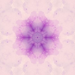 Violet fractal watercolor art. Flower or kaleidoscope bright mandala. Abstract background template for textile and printed matter. Creative pattern for decoration design production. Artistic wallpaper