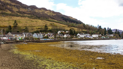 View over the water of Loch Goil to the village of Lochgoilhead.