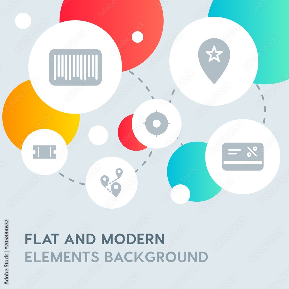 Poster hotel, location, shopping fill vector icons and elements background with circle bubbles networks.mul