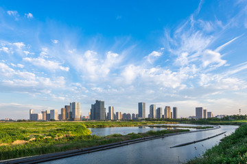 city skyline in hangzhou china