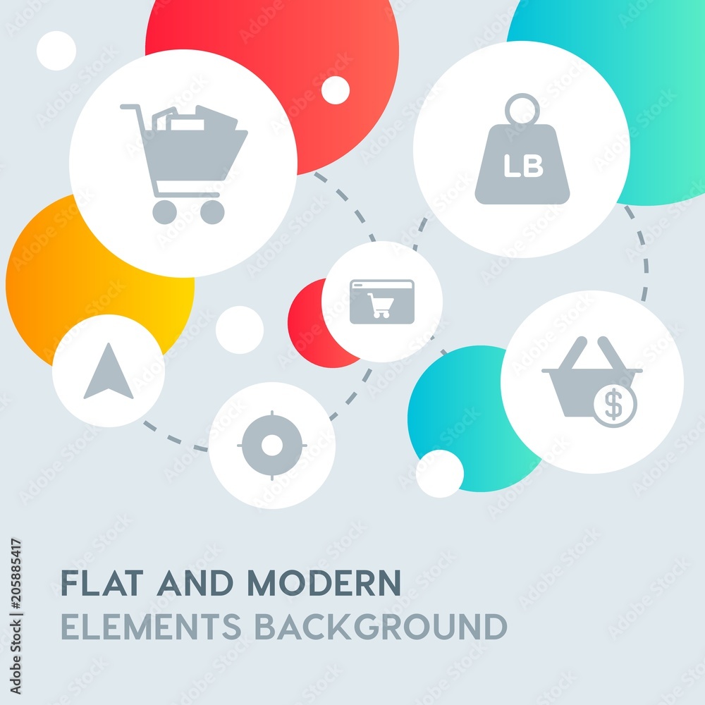 Poster hotel, location, shopping fill vector icons and elements background with circle bubbles networks.mul