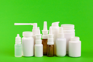 set of various medical bottles