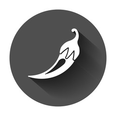 Chili pepper in flat style. Spicy peppers illustration with long shadow. Chili paprika business concept.