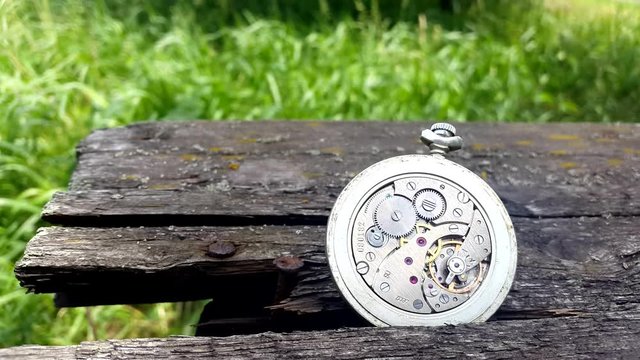 Inside of watch mechanism. Old Stopwatch .