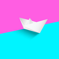 Realistick white paper boat