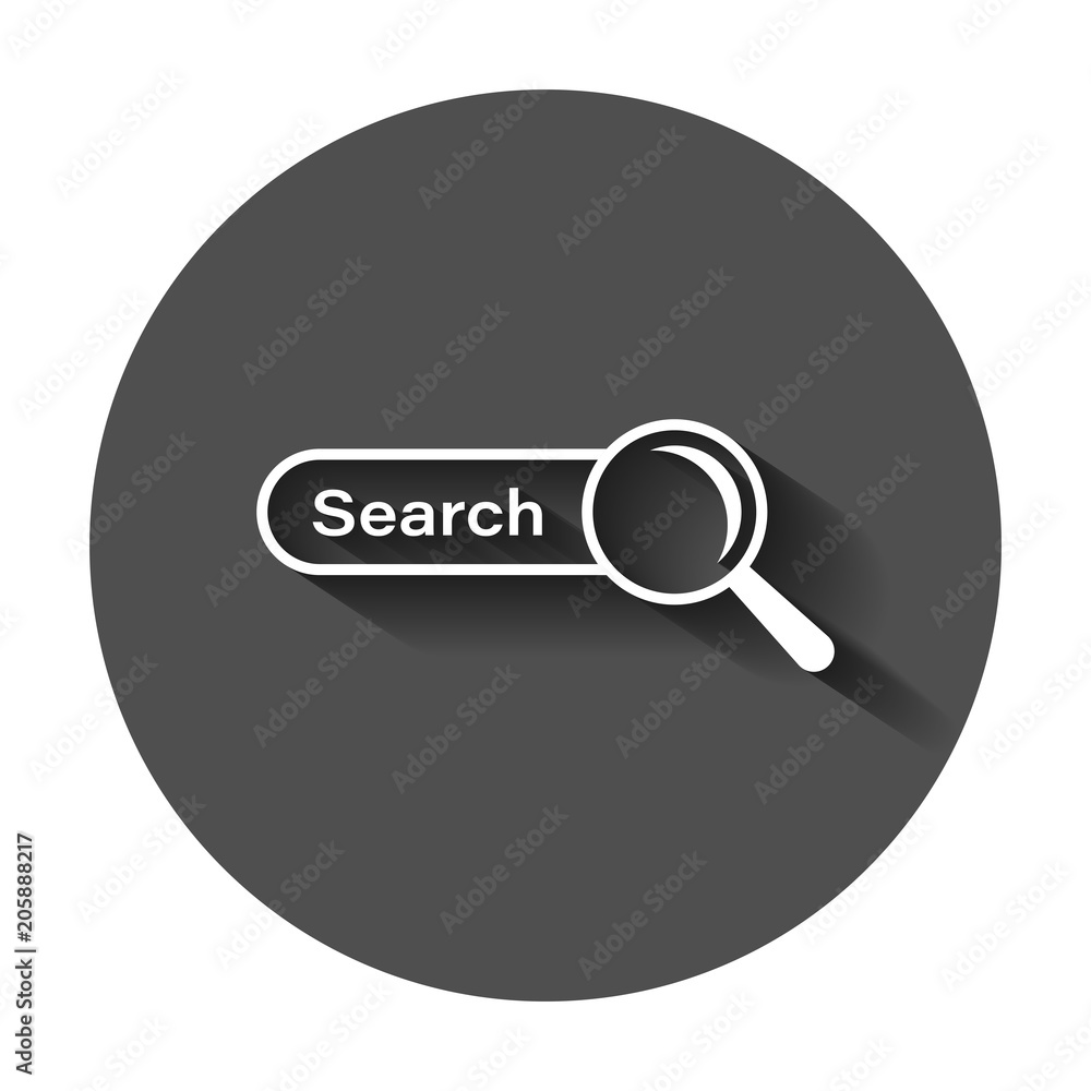 Poster search bar vector ui element icon in flat style. search website form illustration field. find search