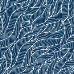 Seamless abstract hand-drawn waves pattern, wavy background.