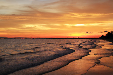 Sunset background on the beach