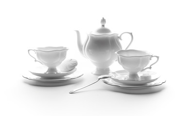 Obraz na płótnie Canvas Tea set on a white background