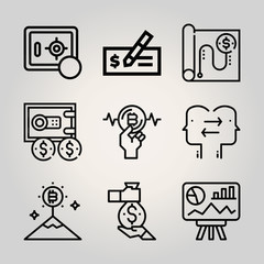 Outline business 9 vector icons set. 9 icons page symbol for your web site design. logo, app, ui, illustration, eps10
