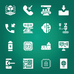 Filled technology 16 vector icons set. 16 icons page symbol for your web site design. logo, app, ui, illustration, eps10