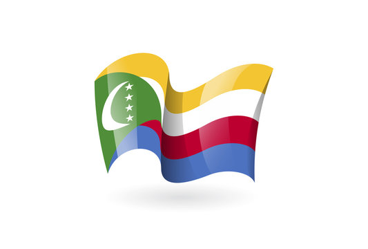 Comoros waving flag icon, national symbol.