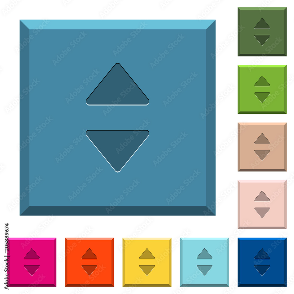 Poster vertical control arrows engraved icons on edged square buttons