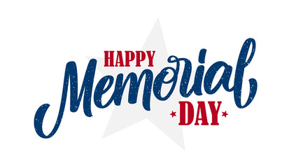 Vector illustration: Hand lettering composition of Happy Memorial Day on white background - Powered by Adobe