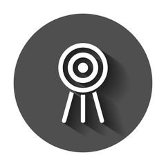 Target aim vector icon in flat style. Darts game illustration with long shadow. Dartboard sport target concept.