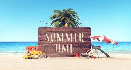 Summer time holiday background 3D Rendering