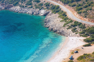 A beautiful Bay surrounded by mountains, wild beach of the Aegean sea, Marmaris Turkey