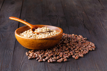 cedar nuts on wooden table