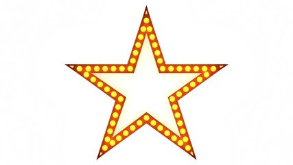 Star red marquee light board sign retro on white background. 3d rendering