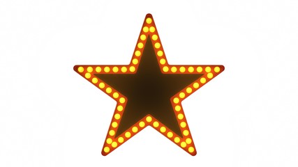 Star red marquee light board sign retro on white background. 3d rendering