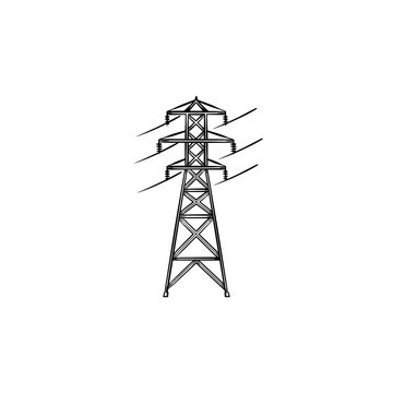 Electrical wire power line hand drawn outline doodle icon. Electricity distribution technology concept vector sketch illustration for print, web, mobile and infographics isolated on white background.