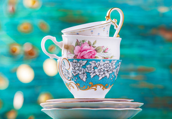 Beautiful shabby chic antique cups