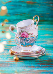 Beautiful shabby chic antique cups