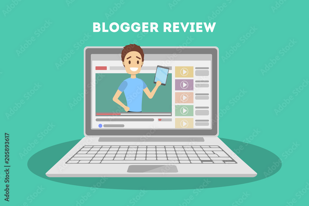 Poster blogger in computer.