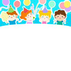 cute multicultural kids party template vector