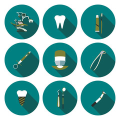 set of flat icons dentistry