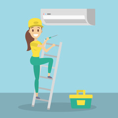 Repair of conditioner.