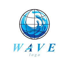 Pure water vector abstract symbol for use in mineral water advertising. Human and nature coexistence concept.